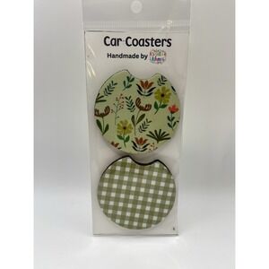 Neoprene Watercolor Boho Flowers Car Coasters Set of 2